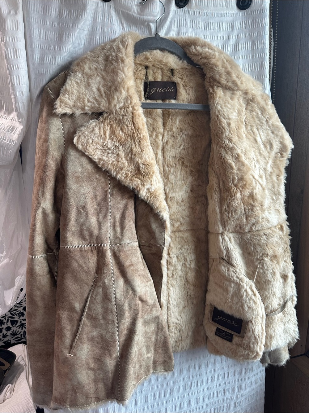 GUESS Tan Faux Shearling Jacket